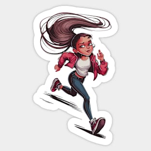 Running Girl Perspective Shot Sticker